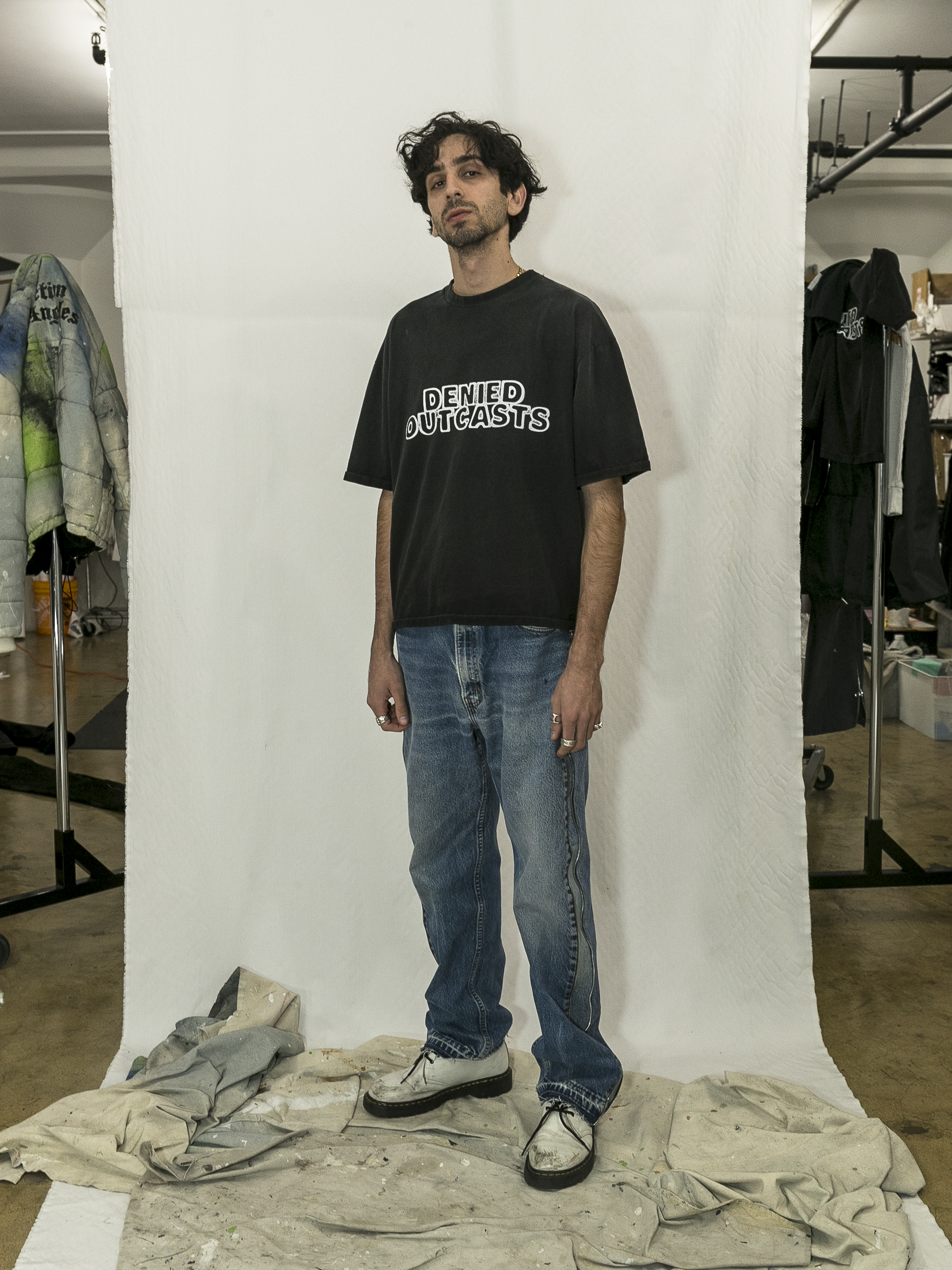 Vintage Reworked Denim Jeans with Full Leg Side Zip