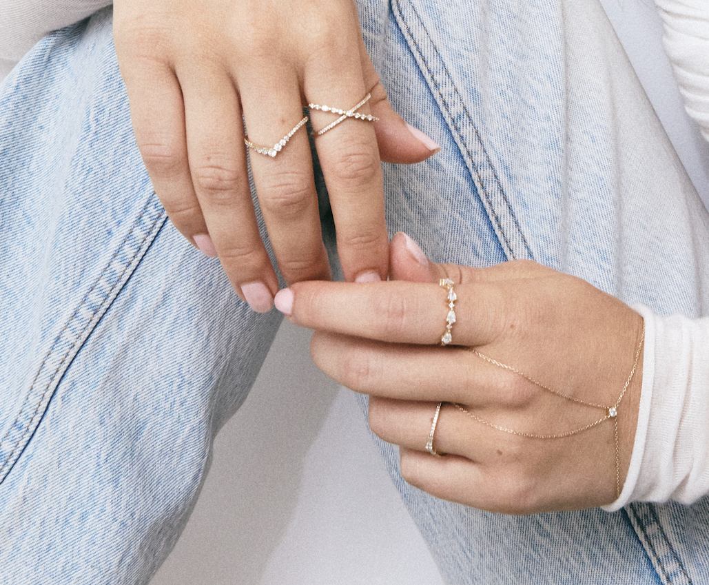 14k Gold Marquise and Round Diamond Crisscross Statement Ring